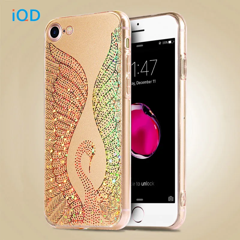 Чехол IQD для iPhone 8 7 Plus прозрачный тонкий бампер из ТПУ акриловая жесткая задняя