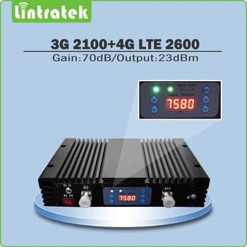 

Gain 70dB LTE 2100 2600MH Dual Band Cellphone Signal Booster 3G WCDMA 2100+4G LTE 2600 Mobile Signal Repeater with display @6.9