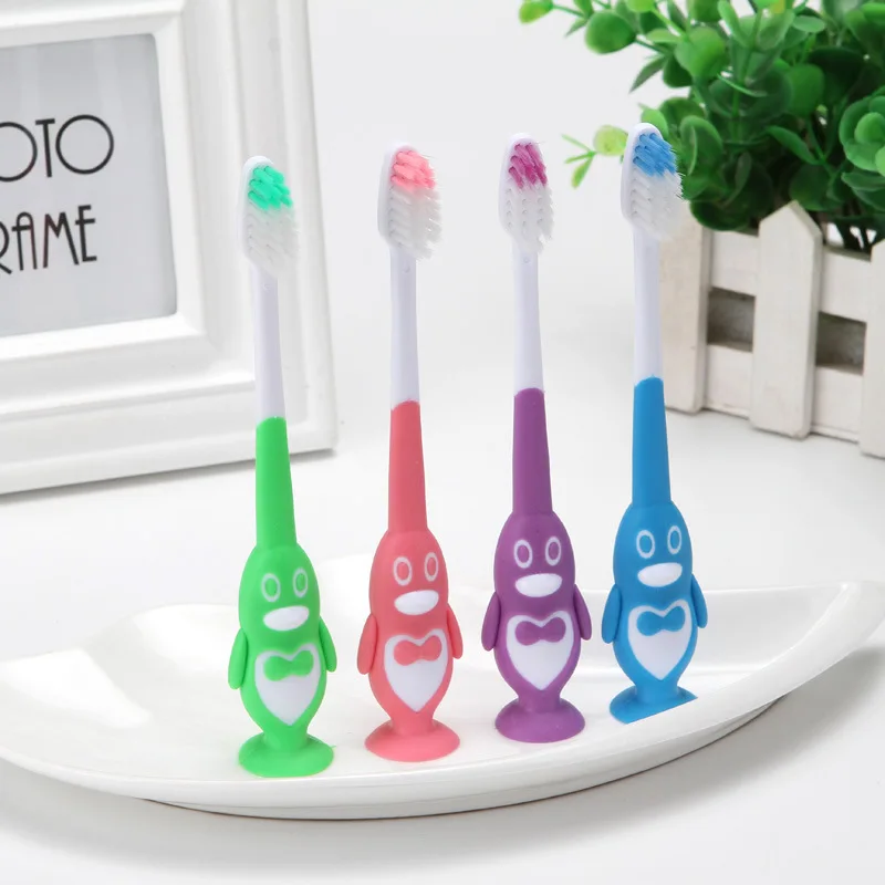 2Pcs Cartoon Penguin Children's child toothbrush kid Toothbrush For