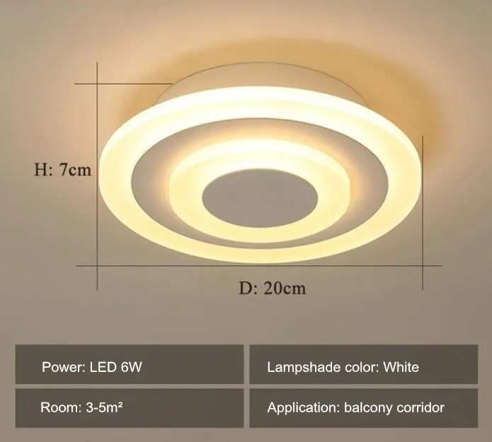 Современный светодиодный потолочный светильник для коридора балкона lustre de plafond современный квадратный блеск светодиодный потолочный светильник - Цвет корпуса: round 20cm white