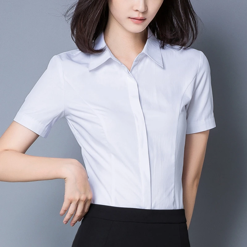 

Womens Tops and Blouses Cotton Women Shirts Short Sleeve White Women Blouses Korean Fashion Clothing Plus Size XXXL/4XL