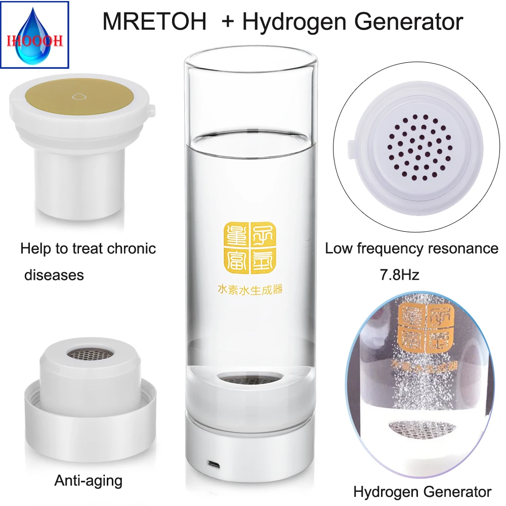 

Hydrogen Water Generator+MRETOH 7.8Hz Alkaline Water Maker Rechargeable Portable Water Ionizer USB Line Hydrogen rich cup