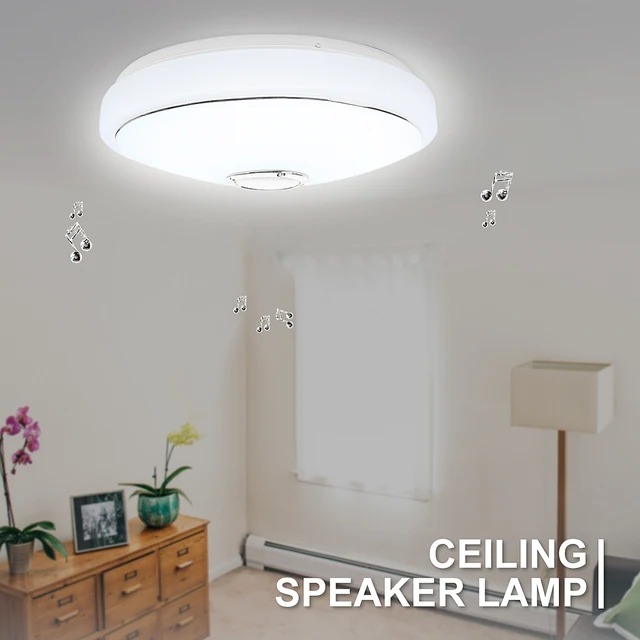 Us 31 21 32 Off Aliexpress Com Buy Modern Led Ceiling Light Bluetooth Speaker Music 48 Bulb App Phone Remote Control Rgb Ceiling Speakers Lamp