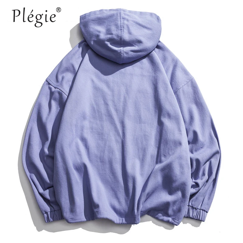 Plegie Half Zip Front Pocket Pullover Hooded Jackets Mens Hip Hop Casual Cotton Streetwear Jacket 2018 Autumn Male Coats