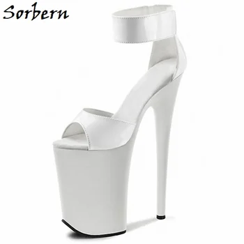 

Sorbern White Platform Summer Sandals Designer Custom Color Zipper Size 10 Kitten Heels Open Toe Women Shoes Sweet Party Sandals