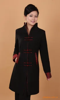 

Black Winter Overcoat Chinese Women's Cashmere Long Jacket Coat Size S M L XL XXL XXXL 4XL Free Shipping 2987-2
