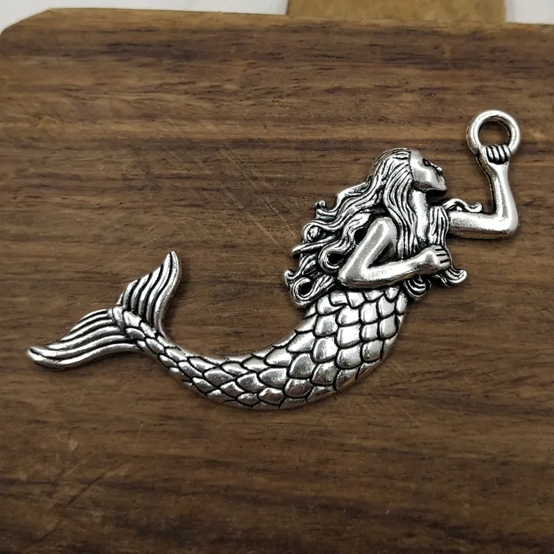 5 pcs Mermaid Charms 76*29mm Tibetan Silver Plated Pendants Antique Jewelry Making DIY Handmade Craft | Украшения и аксессуары