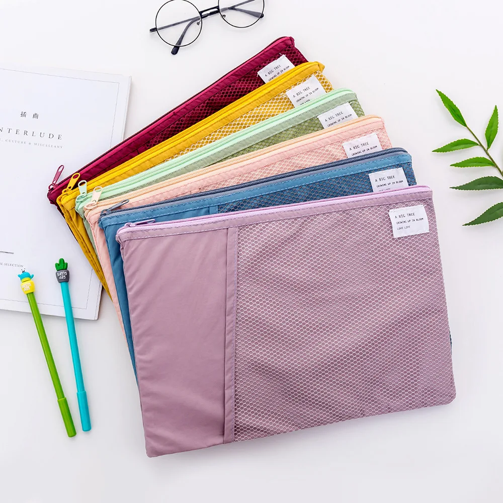 

A4 Grid Multi-function Document Bag Creative Fabric File Folder Holder Storage for Paper Stationery Organizer School Office