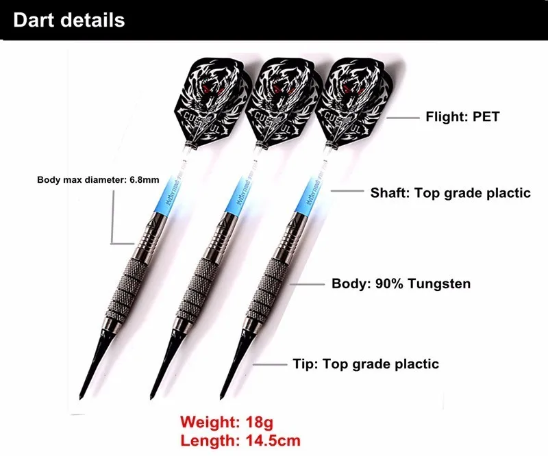Новинка cuesul 90% вольфрамовые дротики 3 шт./Набор 18 г профессиональные мягкие дротики электронные дротики красные дротики полеты
