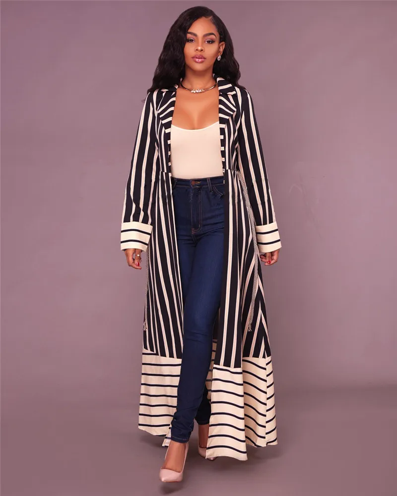 2017 Autumn Women Long Cardigan Fashion Turn Down Collar