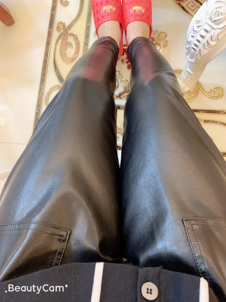 Женские осенние штаны из искусственной кожи с высокой талией, свободные штаны-шаровары, женские брюки из искусственной кожи
