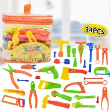 34 шт./компл. Развивающие игры для детей игрушки инструмент ремонтные Инструменты Набор строительных инструментов классические пластиковые игрушки для моделирования