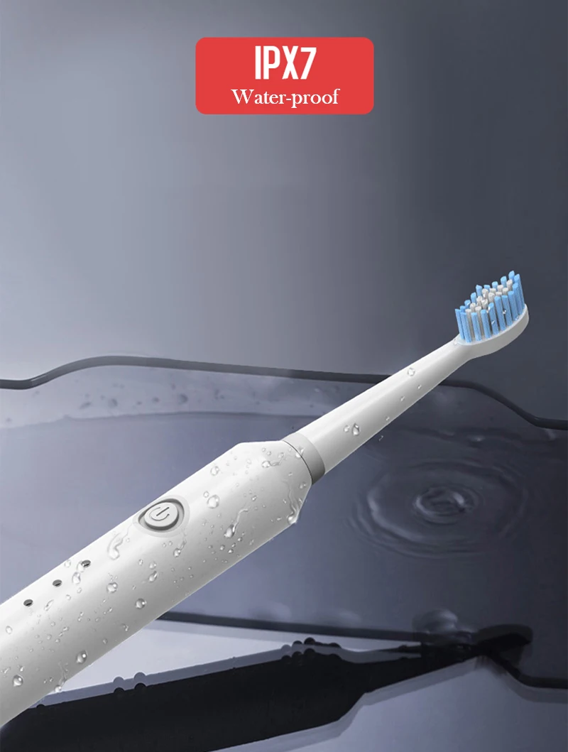 Escova de Dentes Elétrica com 2 Brainbow Carga Substituição Cabeça 6 Modo Vibração Branqueamento 1 pc Usb 9 6 modo vibração branqueamento escova de dentes