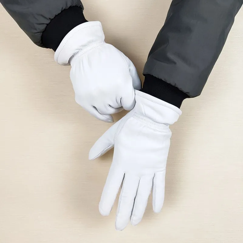 

Leather gloves sheepskin gloves white female models elastic thin polyester lining weatherization armband sets free shipping 2019