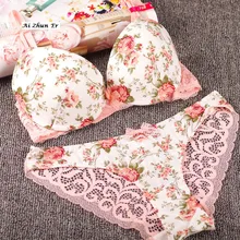 AZE Новая роза дрожь собрать пикантные Кружево Нижнее белье Женские комплект с бюстгальтером