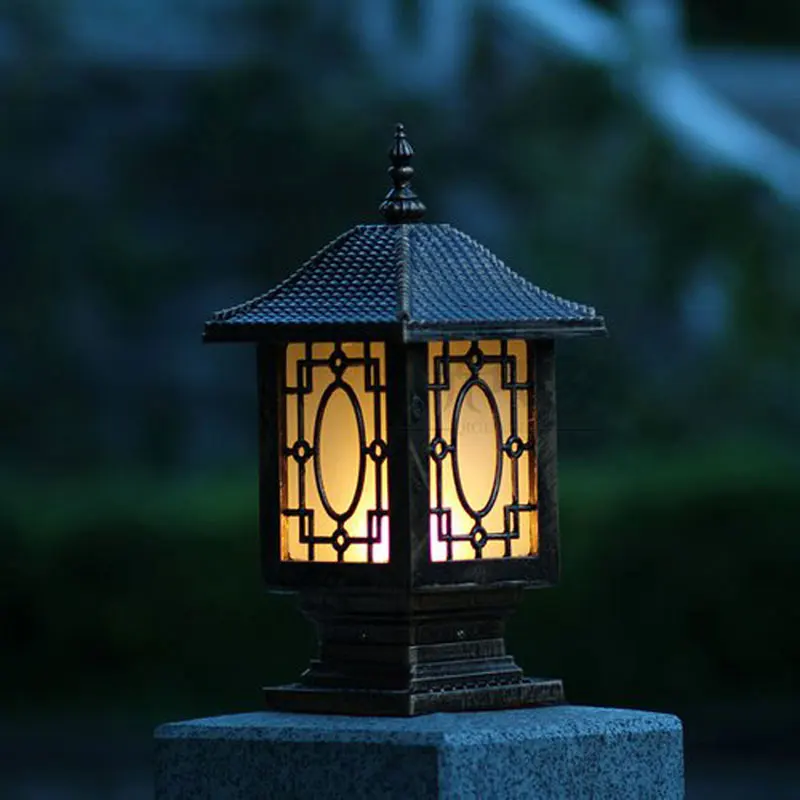 Ретро стиль забора настенный светильник водонепроницаемый открытый столбик фары Вилла балкон сад огни