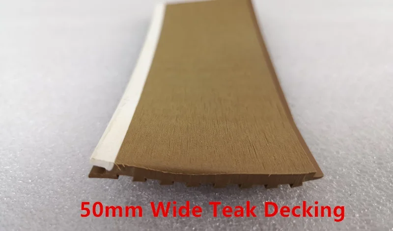 

Boat Marine Yacht Synthetic PVC Teak Decking Flooring With White Stripes 50mm 2 inch Wide 5mm Thick 25 Meter Long
