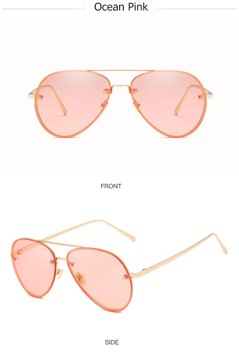 Роскошные солнцезащитные очки без оправы женские брендовые дизайнерские плоские винтажные очки-авиаторы женские солнцезащитные очки для женщин UV400 Cool