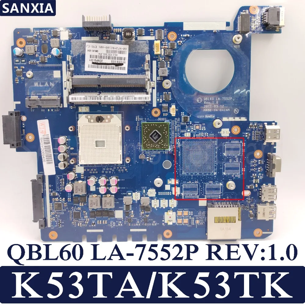 Материнская плата KEFU QBL60 LA 7552P REV: 1 0 для ноутбука ASUS K53TA K53TK K53T K53 протестированная