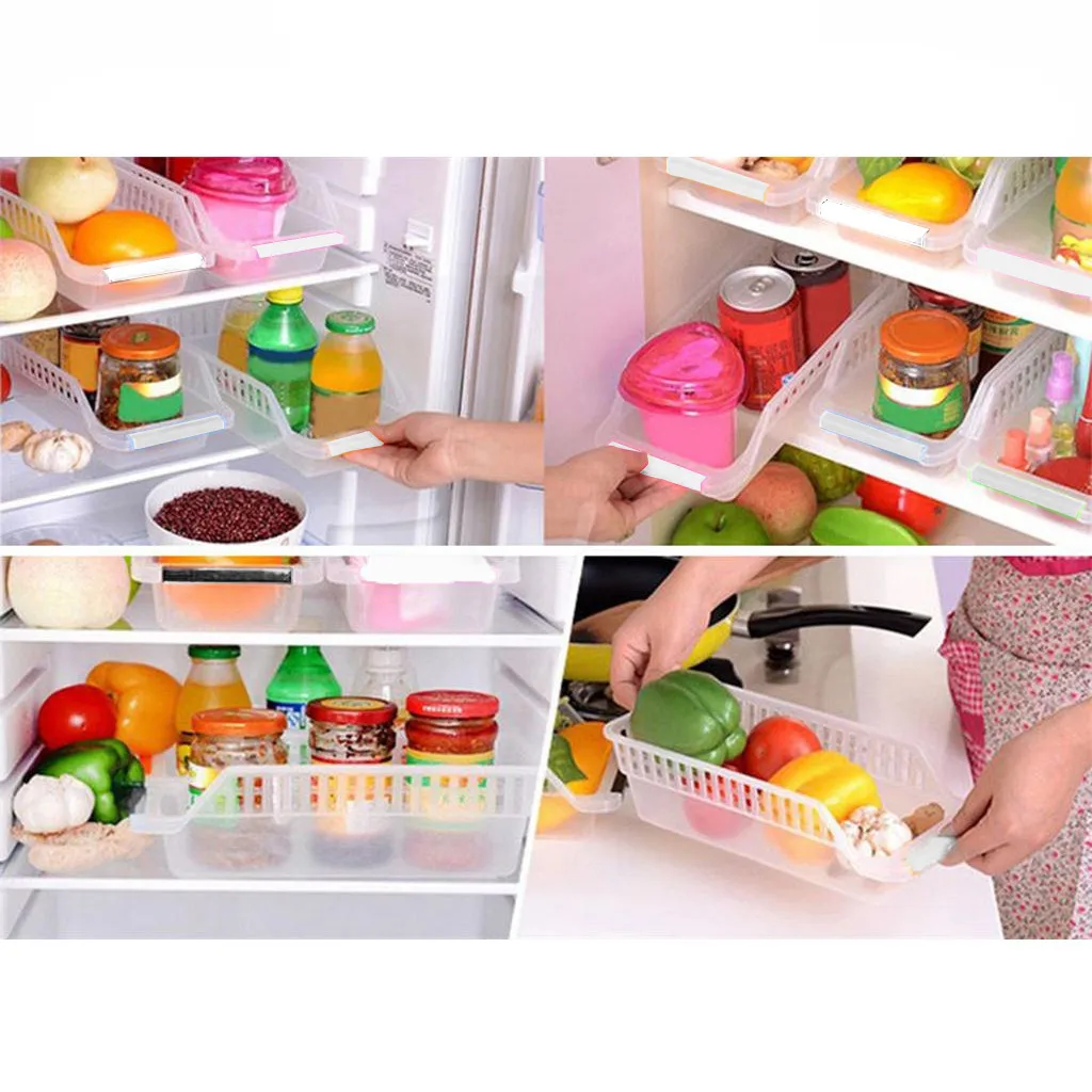 Kitchen organizer and storage for drawers Refrigerator Space Saver Organizer Slide Shelf Rack Rack Holder Storage