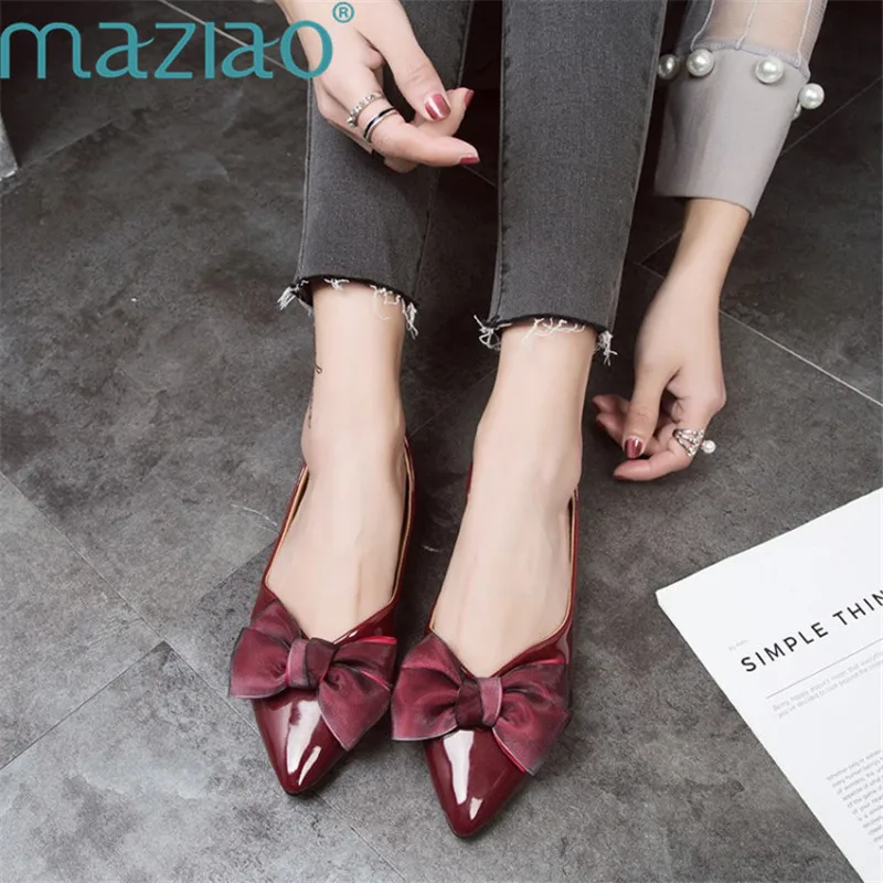 

Shallow Mouth Ladies Shoes Flats Comfortable Slip on Pointed Toe Leather Solid Colors Lightweight Non-slip Shoes MAZIAO