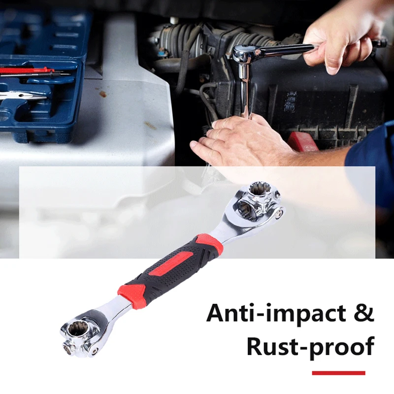 Tanie Klucz PRACMANU zastępuje 48 w 1 narzędzia gniazdo działa ze śrubami wielowypustowymi 360 stopni uniwersalne meble naprawa samochodów 25cm tylko czerwony