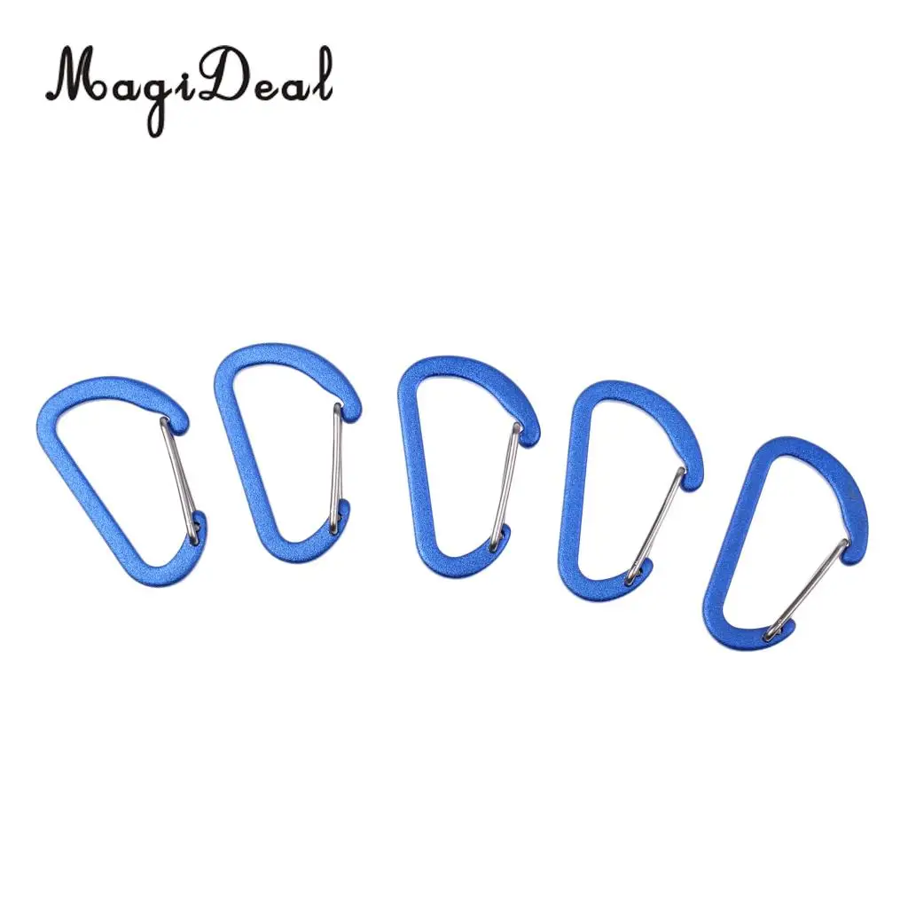 High Quality 5 Piece Outdoor D Ring Carabiner Spring Snap Clip Key Chain Hook Buckle Climbing Caving Hiking Camping Travel