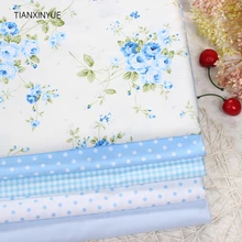 TIANXINYUE 5 шт. 40 см x 50 см синий цветок розы печатных хлопок ткань для лоскутного шитья tecido тела одежда постельные принадлежности tissus