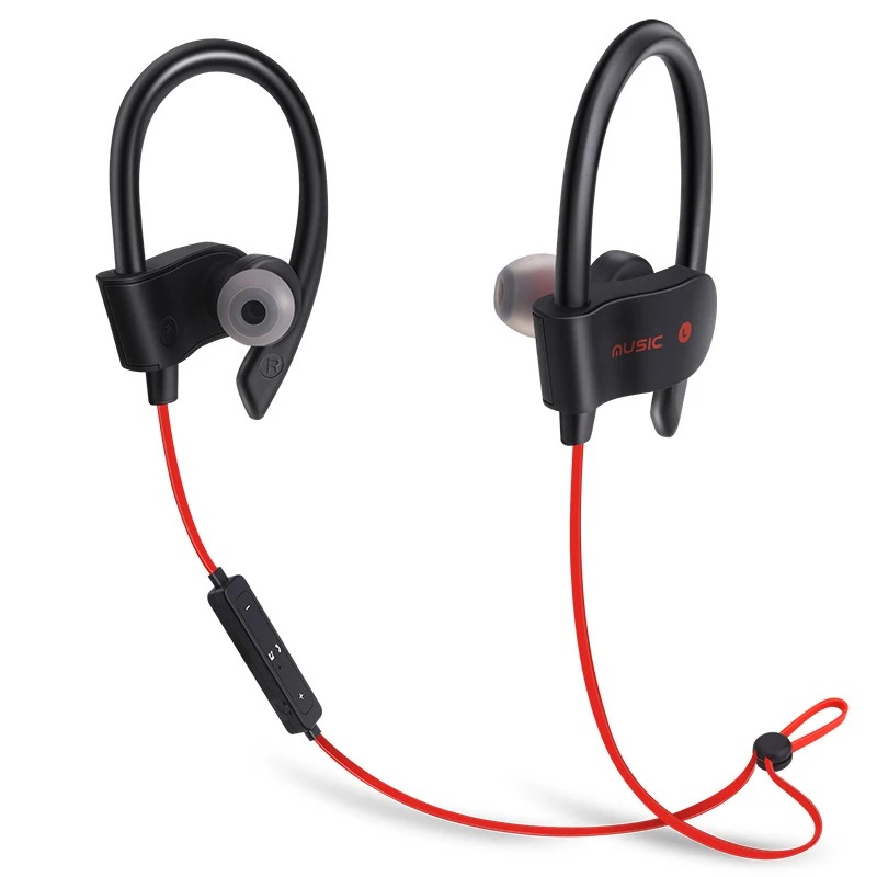 Беспроводные спортивные наушники Bluetooth глубокий бас стерео гарнитура водонепроницаемые шумоподавляющие наушники с микрофоном для iPhone Xiaomi Android - Цвет: Red