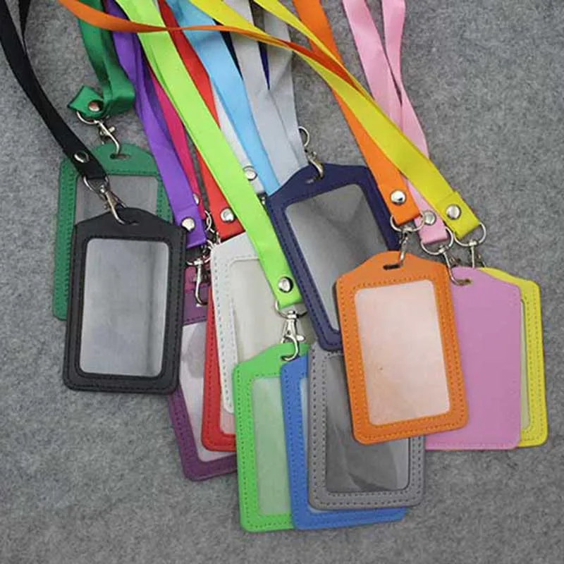 

2018 New Women Name Card Holders ID Credit Card Case Men Neck Strap Card Case Bus ID Identity badge holders #C