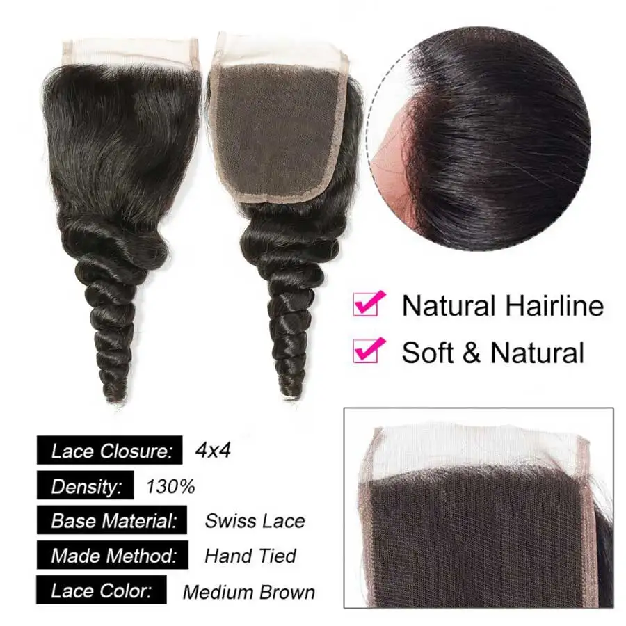 Loose Wave Bundles With Closure Brazilian Hair Weave Bundles Lace Closure With Bundles Remy Human Hair 3 Bundles With Closure