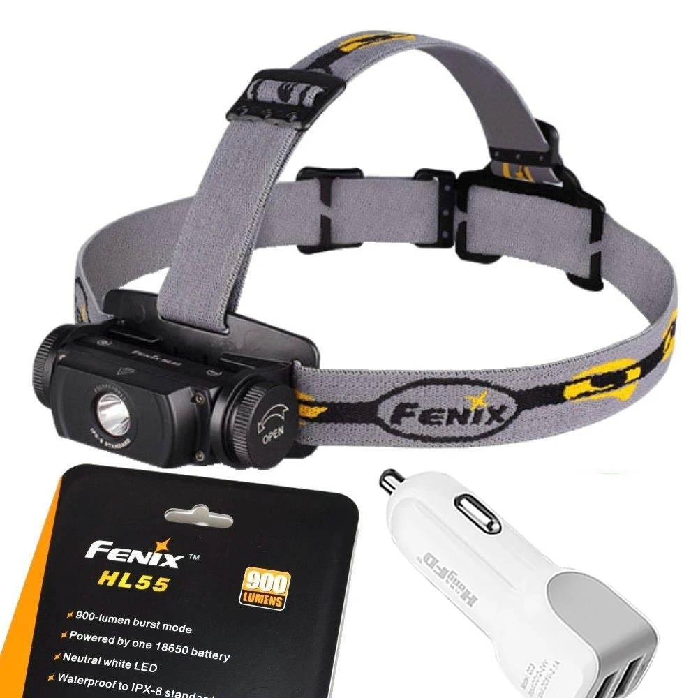 

Fenix Flashlights HL55 900 Lumen CREE XM-L2 T6 LED Headlamp with car charger