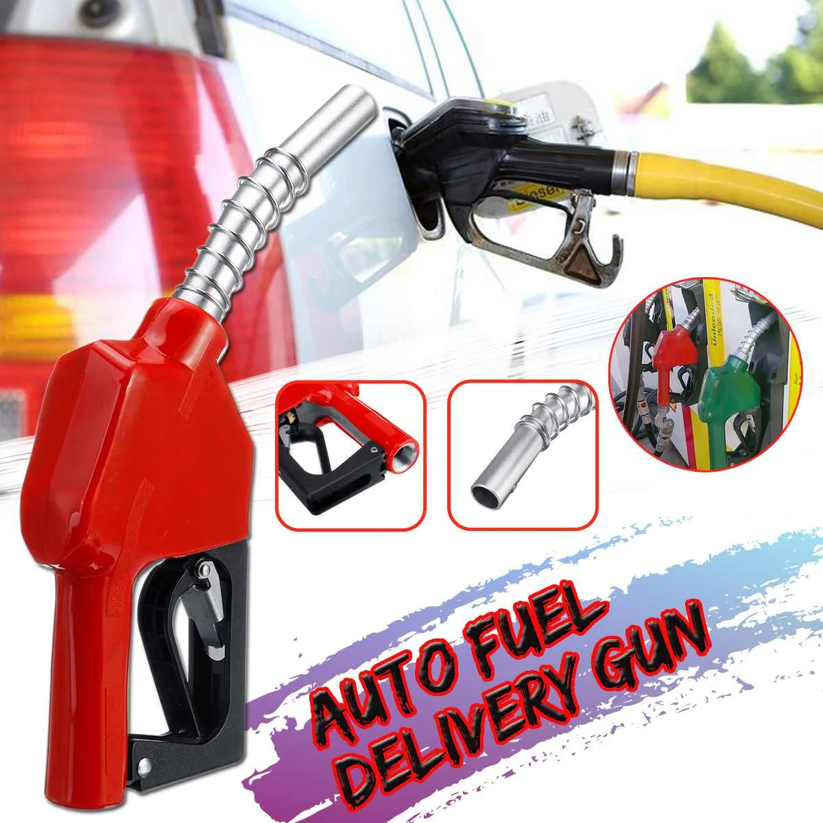 

ZEAST Auto Fuel Refilling Nozzle G un Automatic Cut-off Fuelling Nozzle Fuel Diesel Oil Dispensing Tool Oil Water Refueling G un
