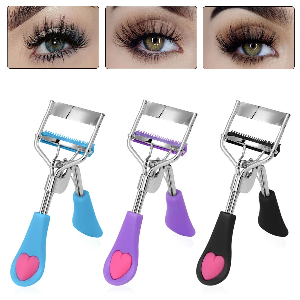 

1PC Heart-shaped Handle Eyelashes Curler With Comb Tweezers Curling Eye Lashes Clip Cosmetic Eye Beauty Makeup Tools