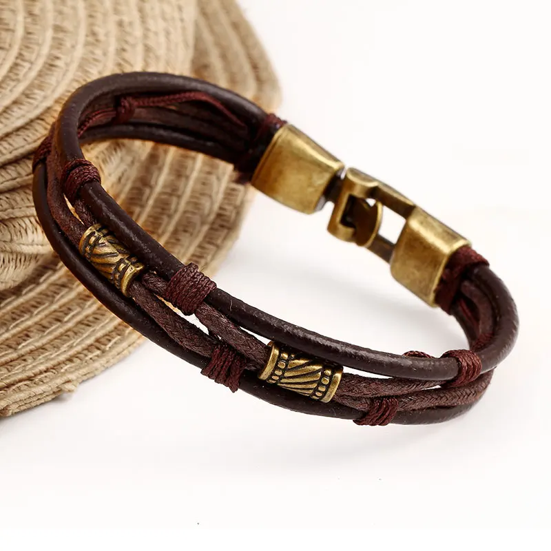 High Quality Leather Bracelets Men Jewelry Fashion Multi Layer High Quality Leather Bracelets Men Jewelry Fashion Multi Layer For Women Friendship Christmas Gift In Charm From