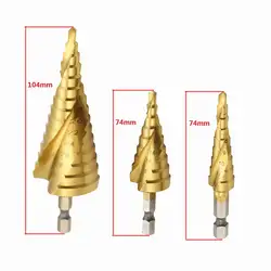 3x HSS Титан шаг конуса сверла Инструменты Бит Набор сверл 4-12 мм 4-20 мм 4-32 мм