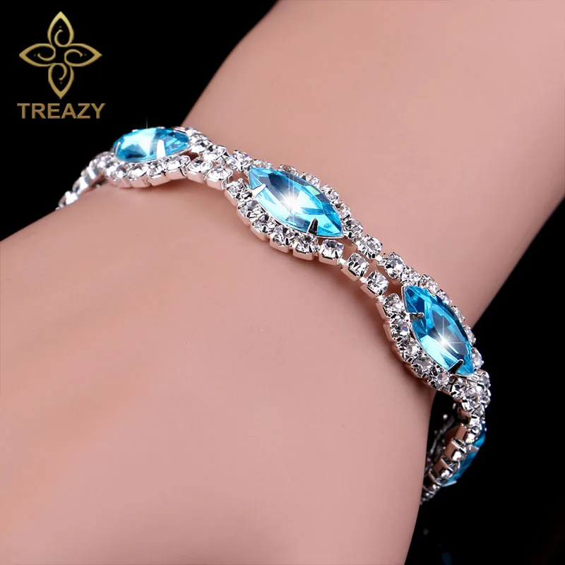 TREAZY роскошный горный хрусталь кристалл браслеты и браслеты для женщин посеребренные свадебные браслеты, Свадебные украшения Аксессуары - Окраска металла: Design 4