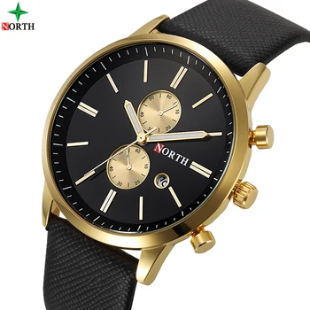 

Men Watch Luxury Brand NORTH Fashion Male Wristwatch 30M Waterproof Sport Watch Casual Genuine Leather Quartz Business Watches