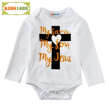

Spring Girl Baby Clothes Romper 2017 New Cross Pattern Newborn Jumpsuit Long sleeves Letter Boy Infant Costume Romper For Baby