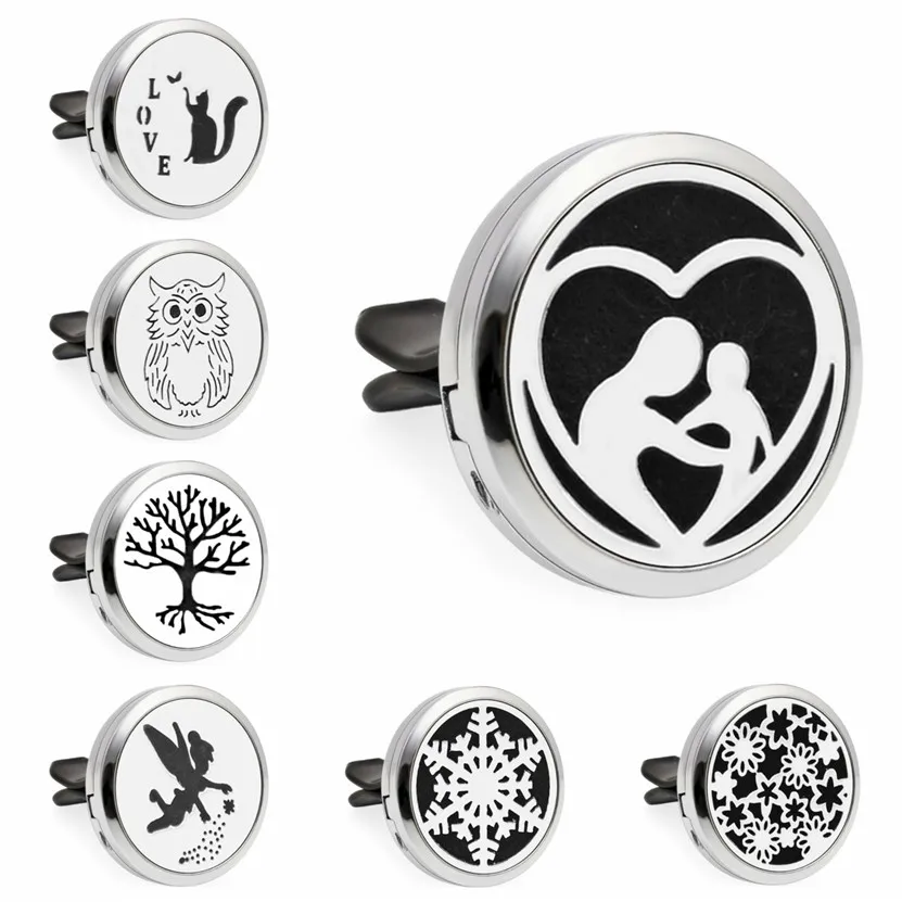 

HG057-HG097 Mom and Kid Car Essential Oil Perfume Locket Car diffuser Vent Clip Magnetic Random Send 10pcs Oil Pads as Gift