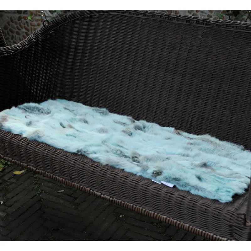 

CX-D-18G Soft And Warm Patchwork Rabbit Fur Throw Blanket Bed Towel Real Fur Mermaid Blanket Decorative Bedding Sofa Cover
