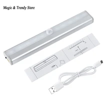 10 LED IR Infrared Motion Detector Wireless Sensor Lighting Closet Night USB Battery Recharging Lamp Cabinet Wardrobe Light