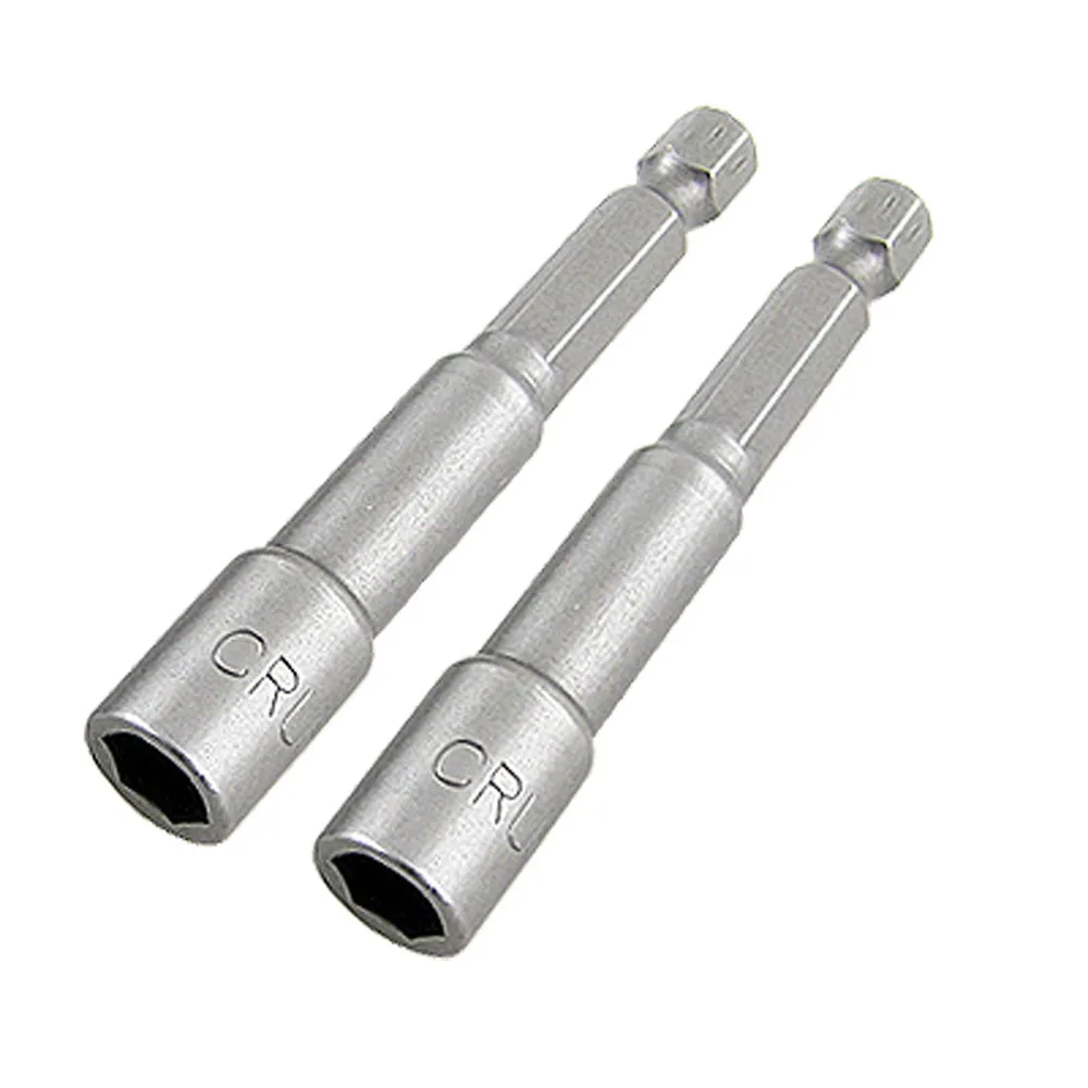UXCELL 2pcs 1/4" Shank 7mm Spanner Hex Nut Driver Bit 13 x 65mm Overall