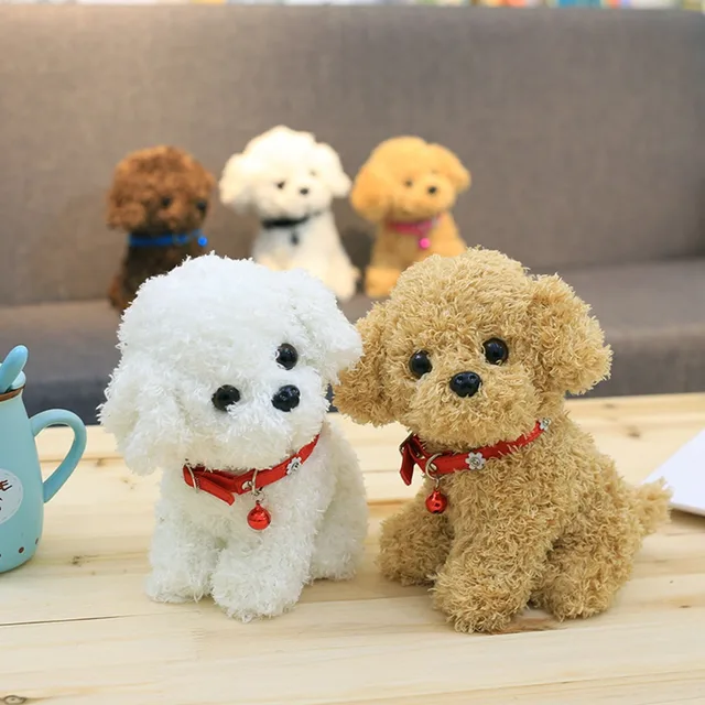 teddy dog with Bell plush toys 22CM small fluffy puppy plush soft kids