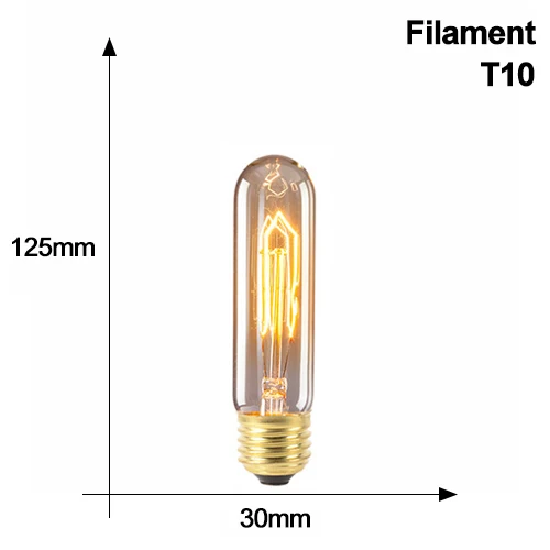 YNL ретро лампы Эдисона T185 T10 T45 40 Вт E27 220V нить накаливания винтажная лампочка эдисона подвесная люстра украшения - Цвет: T10 Filament