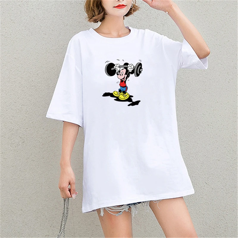 

2019 Summer Tshirt Mickey Streetwear Print Short Sleeve Harajuku Casual Cotton Plus Size T Shirt Graphic T Shirts Women Clothes