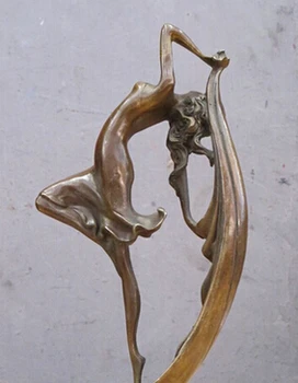 

Antique bronze Pure Copper Brass 13" Western Art Bronze sculpture Poiovetsian Dance belle Banderole Ribbon Statue