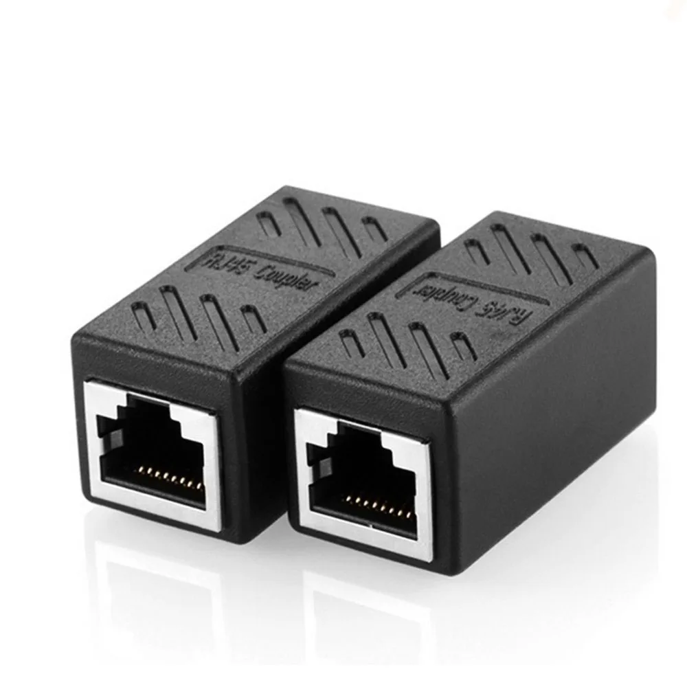 thumbnail image 2 of 1/2Pcs RJ45 Connector Coupler Ethernet Cable LAN Inline Cat7/Cat6/Cat5e Ethernet Cable Extender Adapter Female Coupler Black 2 of 11