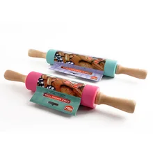 Силиконовая большая Скалка антипригарное покрытие деревянная ручка Кондитерская мука для теста ролик кухонная Выпечка инструменты