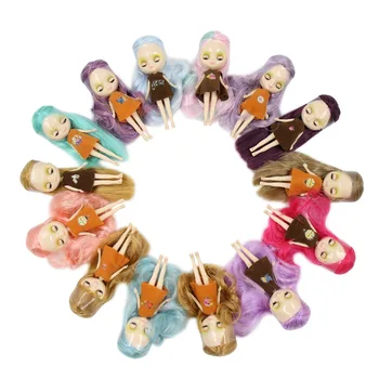 DBS blyth mini doll 10CM BJD normal body doll long hair 10cm toy anime random dress as a gift 1